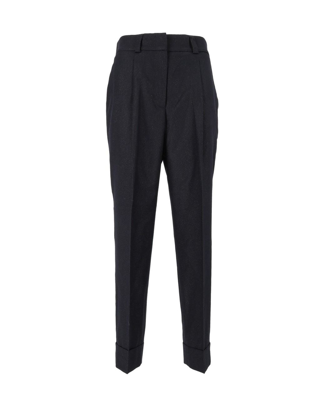 Peserico Blue Tailored Pleated High-Waisted Formal Pants