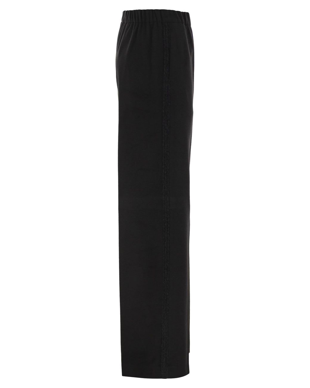 Herno Black Wide-Leg Flannel-Effect Trousers With Elasticated Waistband