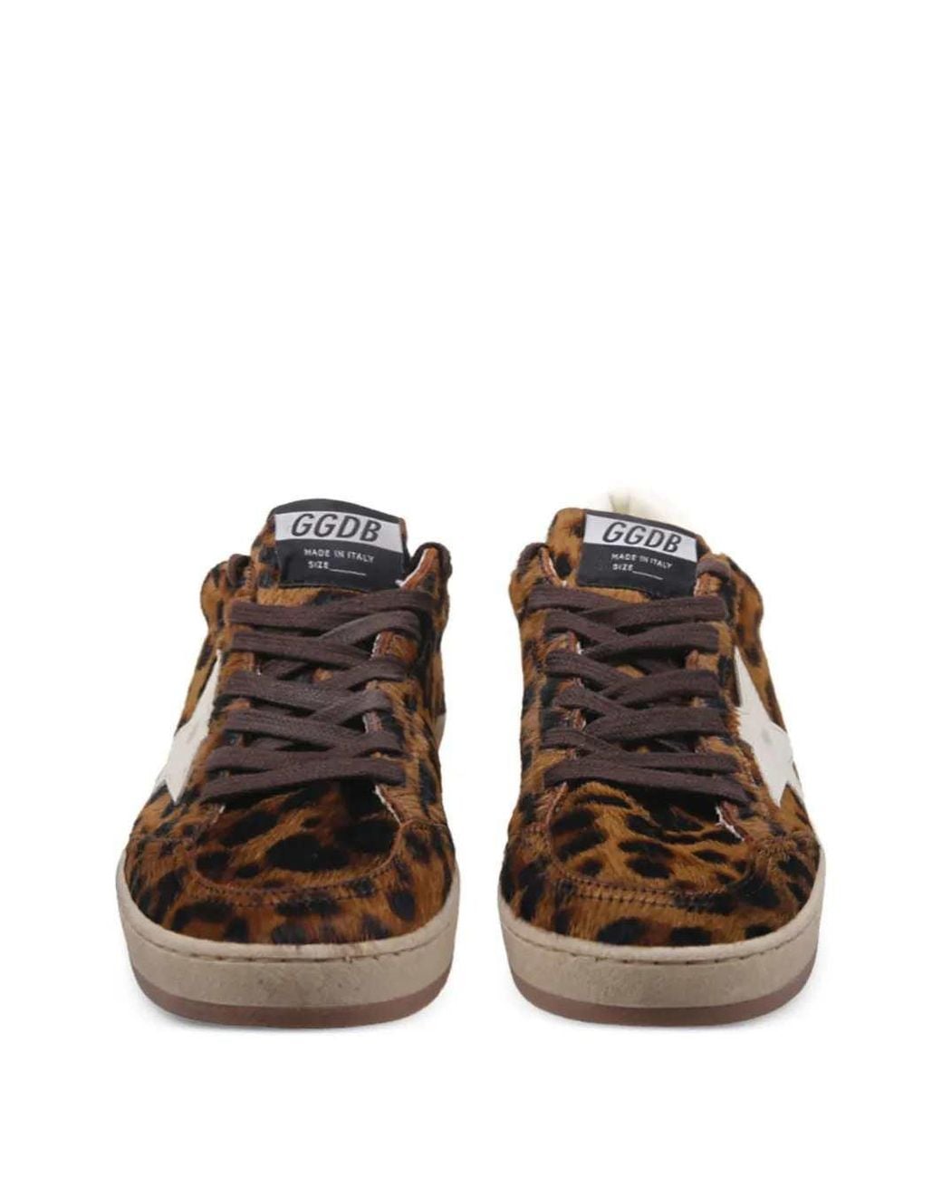 Golden Goose Deluxe Brand Brown Leopard Print Ball Star Sneakers