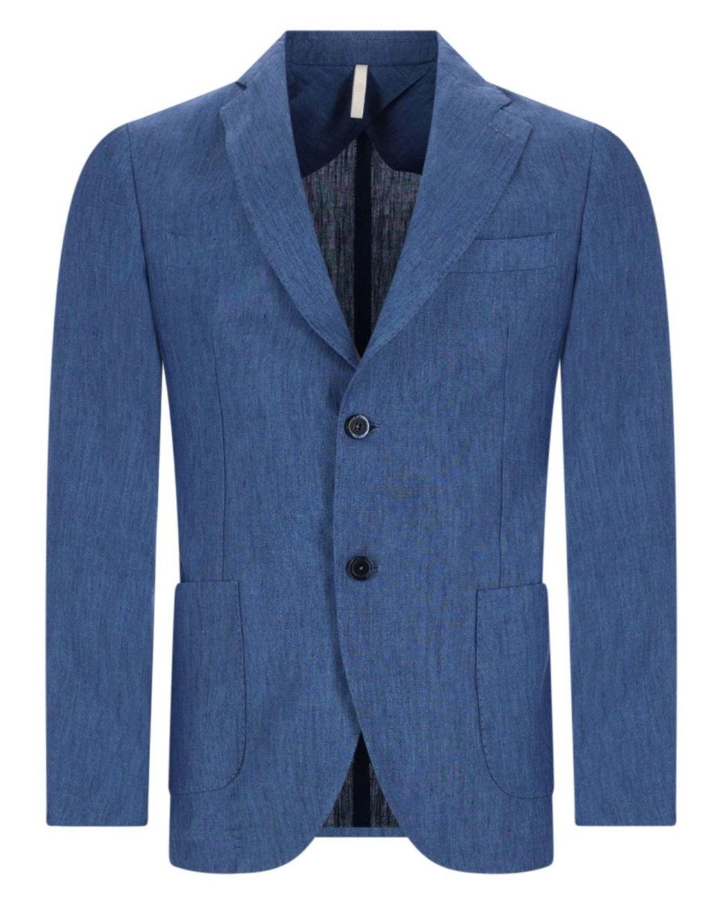 120% Lino Blue Giacca Monopetto