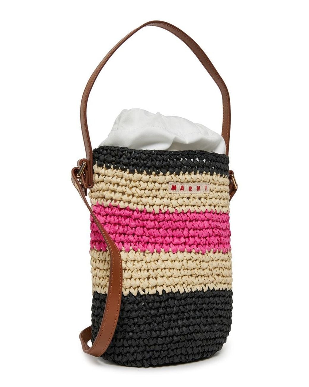 Marni White Tea Bag Shoulder Bag With Logo