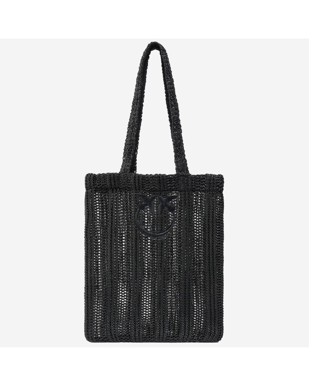 Pinko Black Easy Raffia Shopping Bag