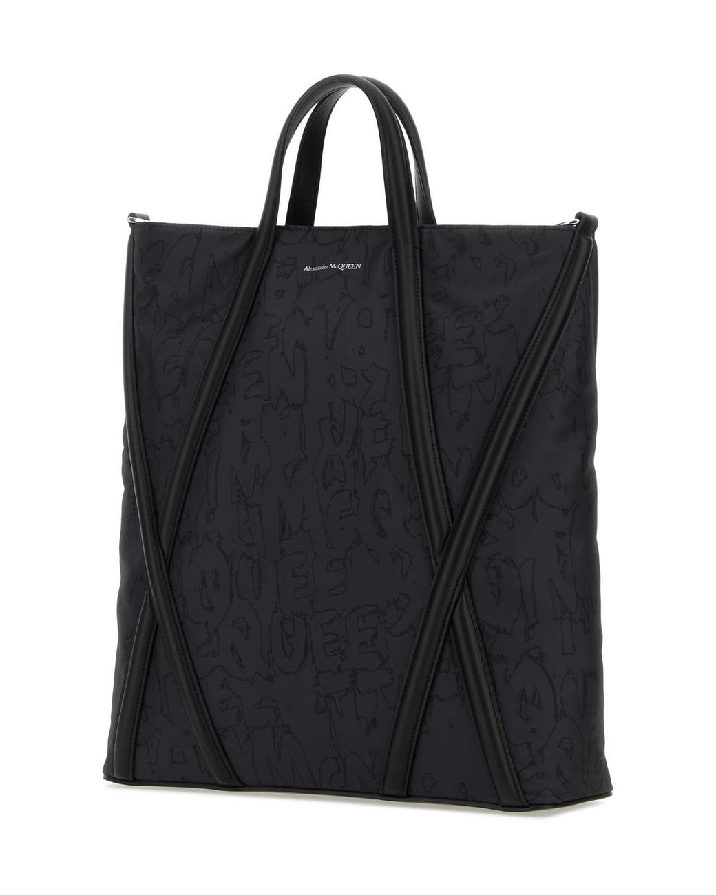 McQueen Black Nylon The Harness Shopping Bag for men