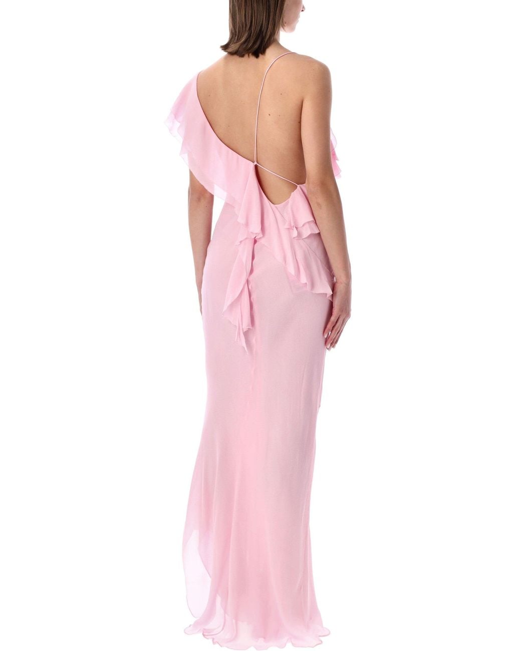 Self-Portrait Pink Georgette Frill Maxi Dress