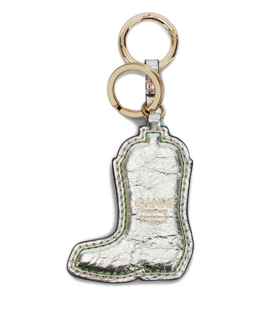 Ganni White Western Boot Keyring