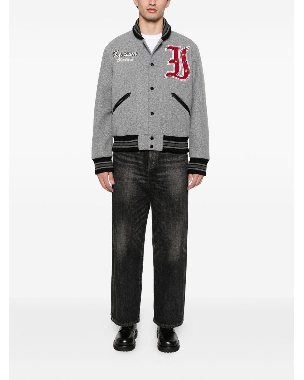 ICECREAM Gray Cotton Bomber Jacket