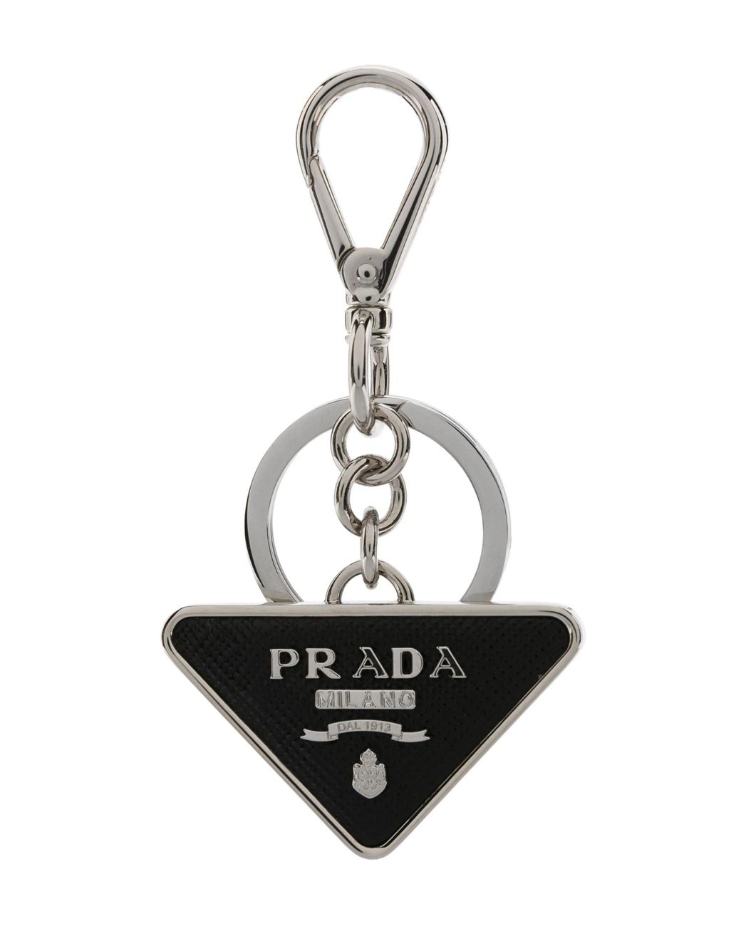 Prada White Logo Keyring