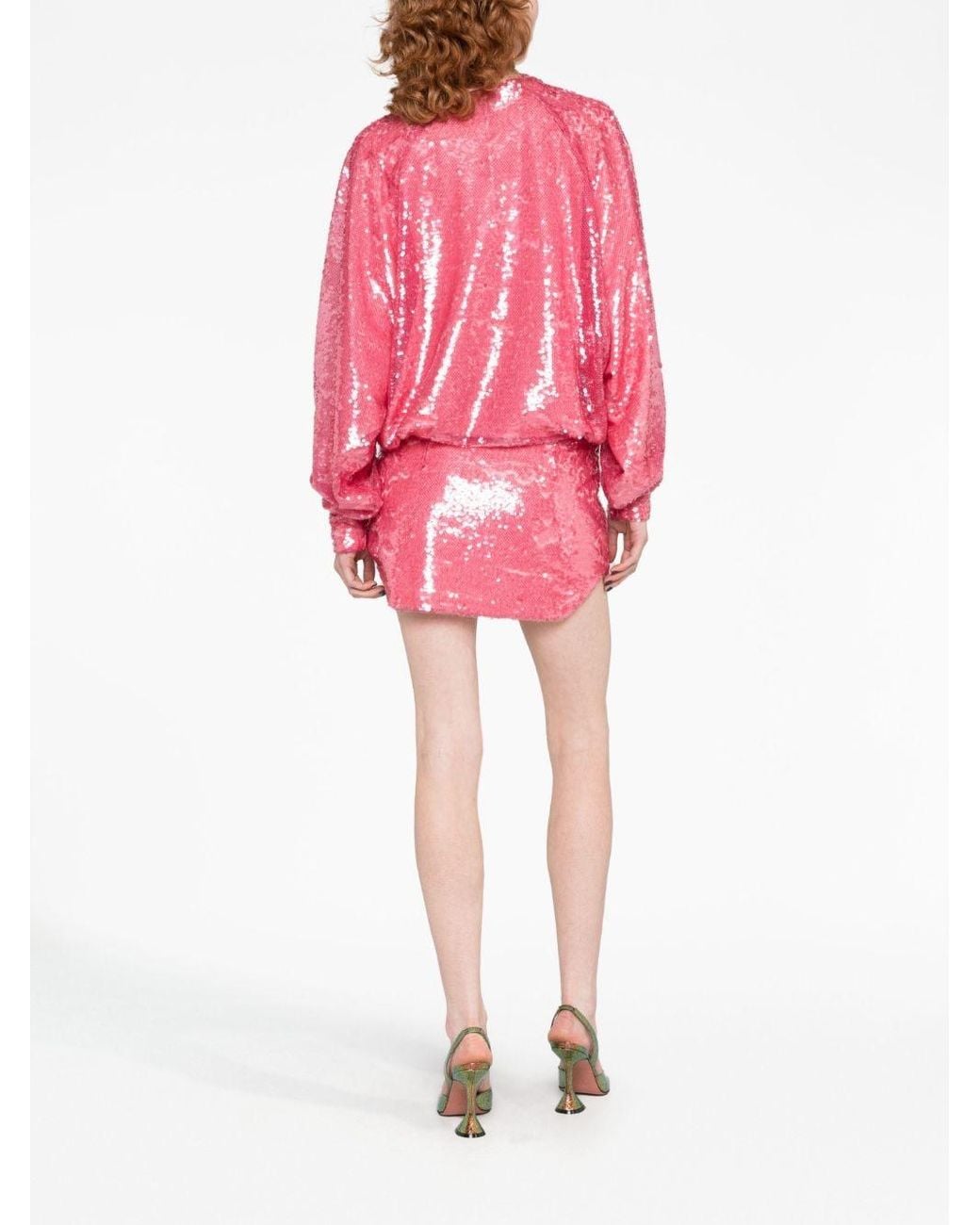 The Attico Pink Gael Sequined Mini Dress