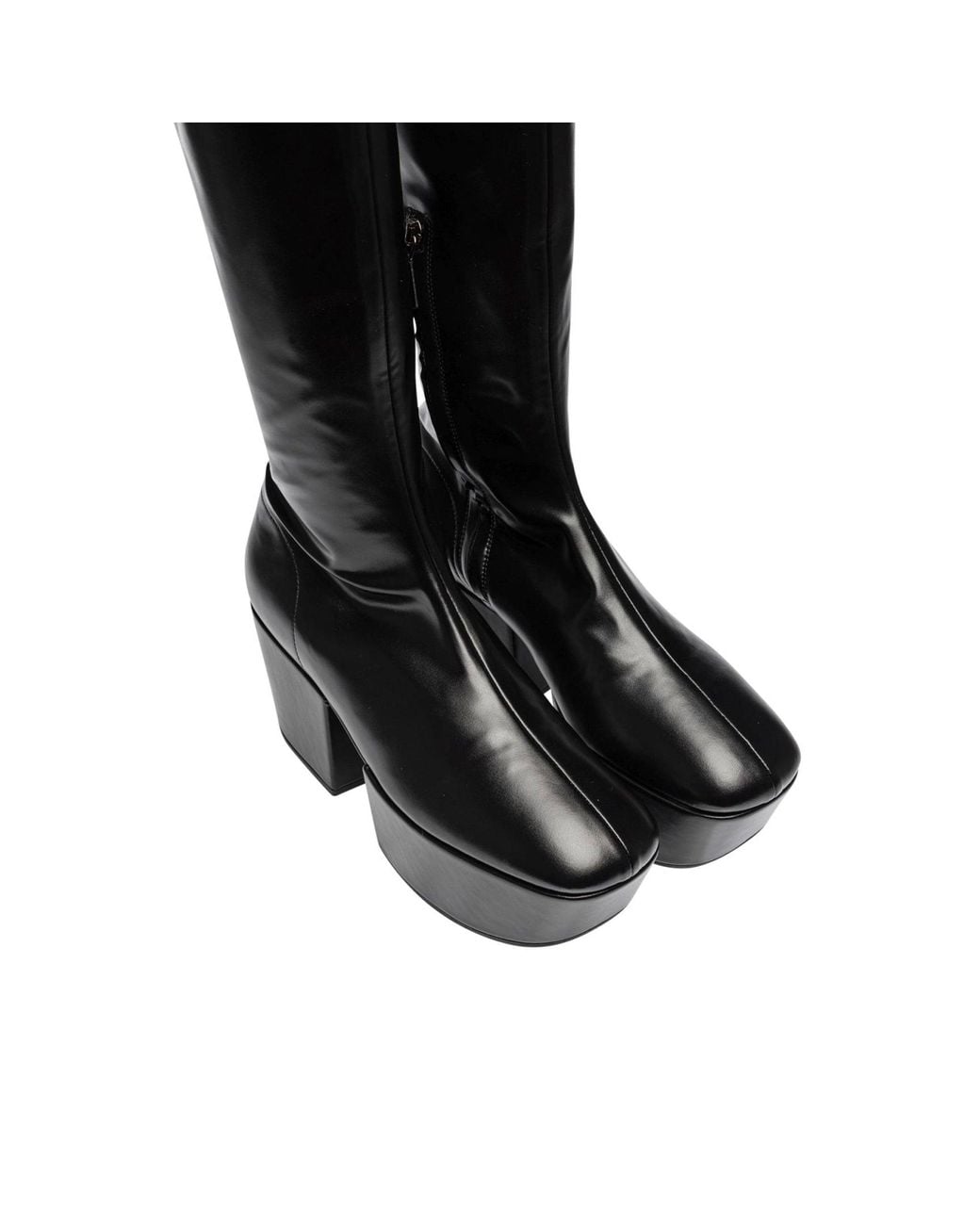 Prada Black Technical Nappa Platform Thigh-high Boots
