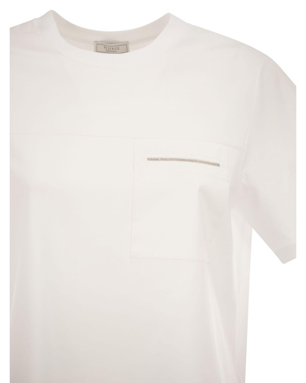 Peserico White Stretch Cotton T-Shirt With Pocket