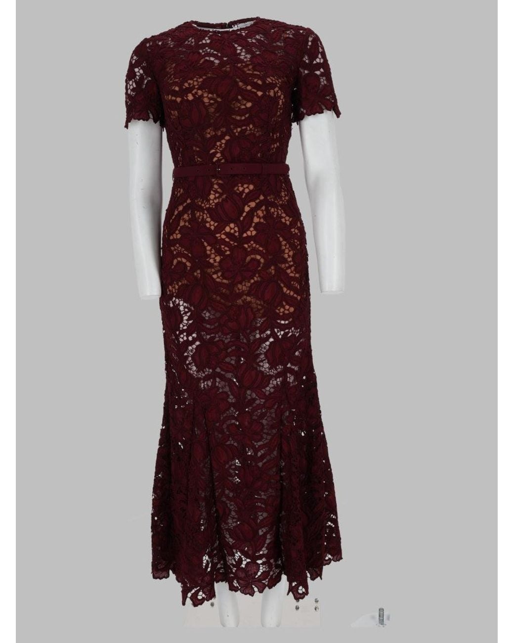 Self-Portrait Purple Lace Midi Dress With Belted Waist