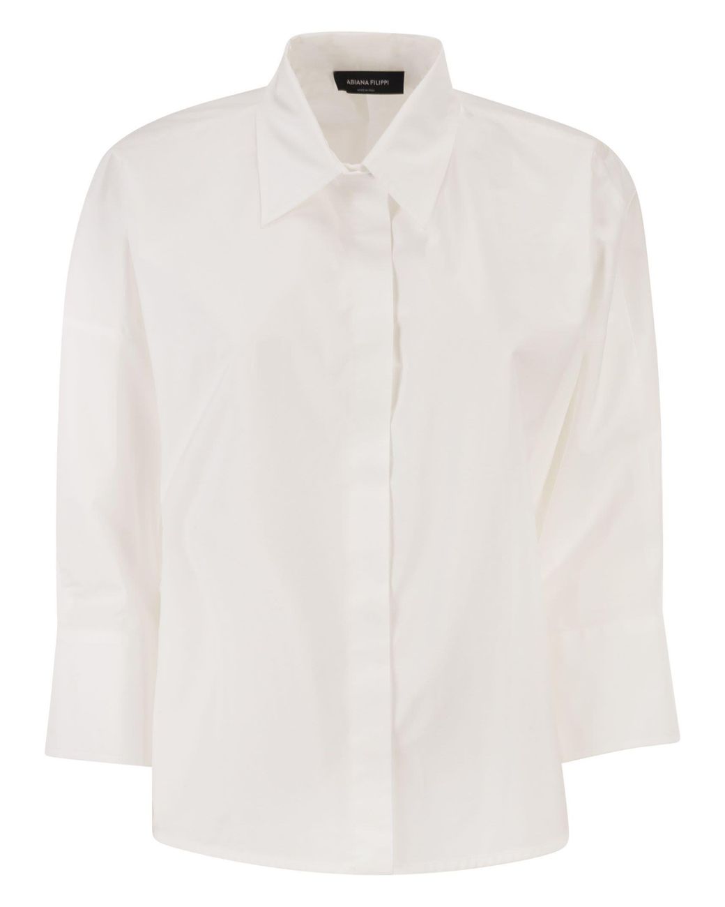 Fabiana Filippi White Cropped Poplin Shirt With Detail On The Back