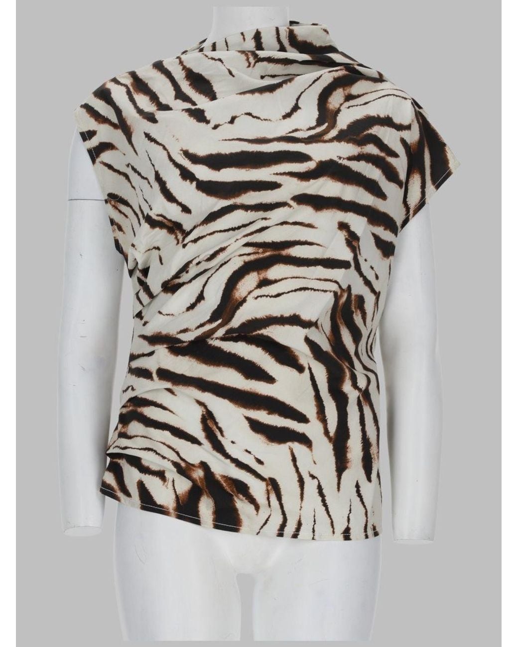 Ganni Gray Ganni Organic Cotton Animal Print Top