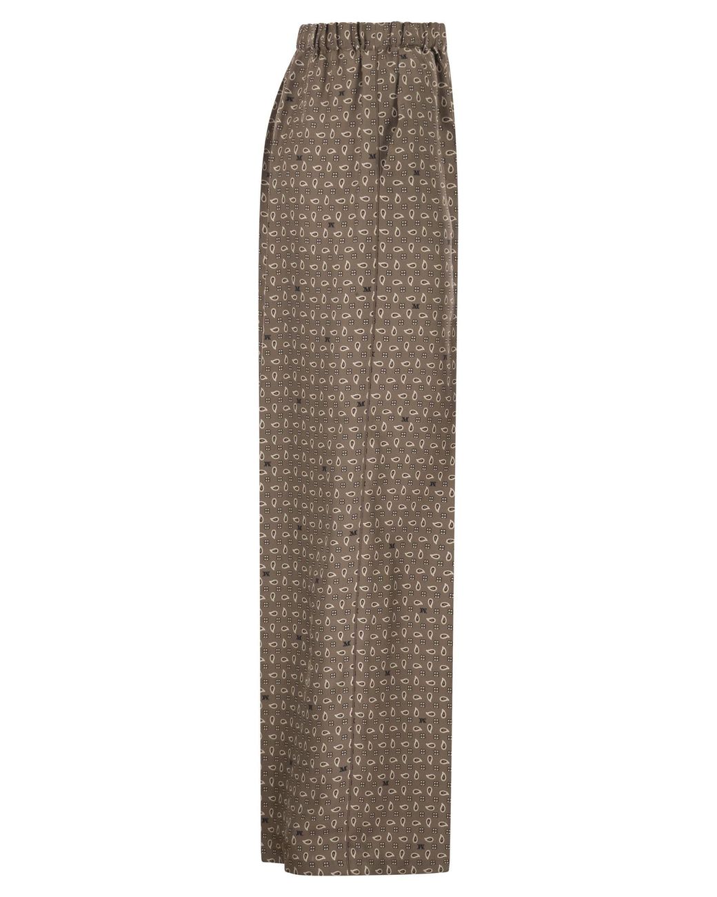 Max Mara Broeken ,Bruin ,Vischio Printed Silk Broeken in het Brown