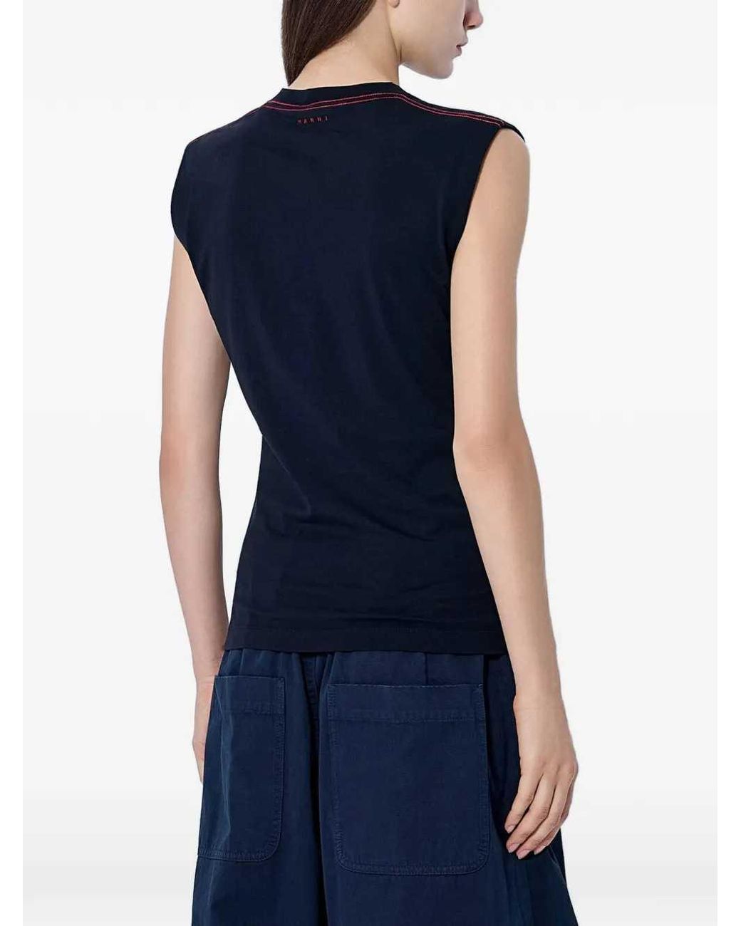 Marni Black Sleeveless Tank Top With Cut Outs