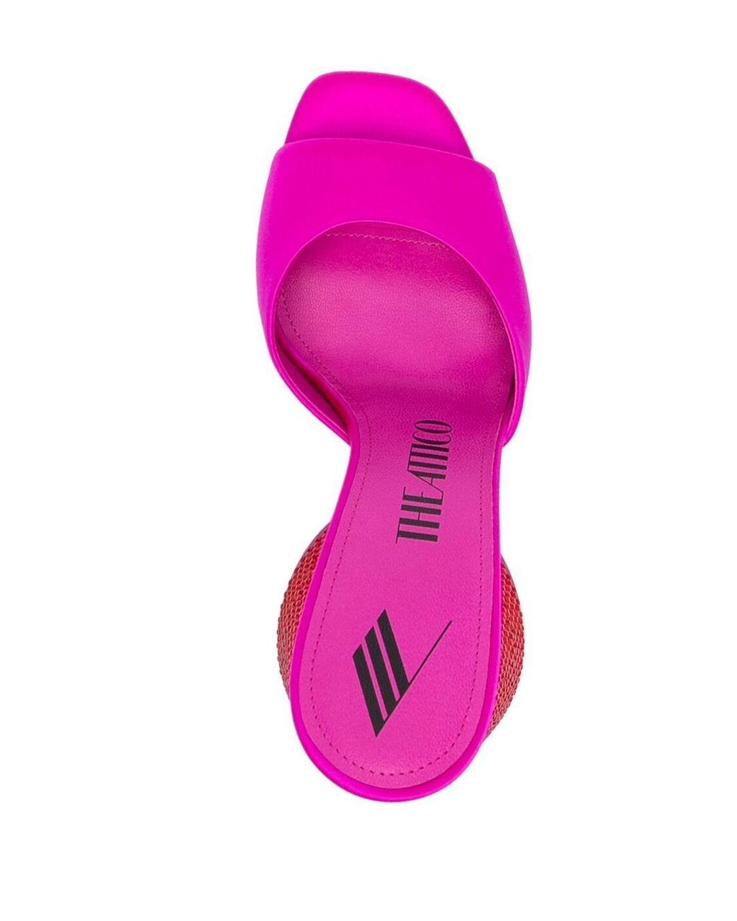 The Attico Pink Luz Crystal Embellished Satin Mules