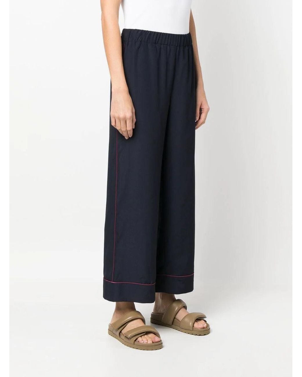 P.A.R.O.S.H. Blue Straight-Leg Cropped Trousers