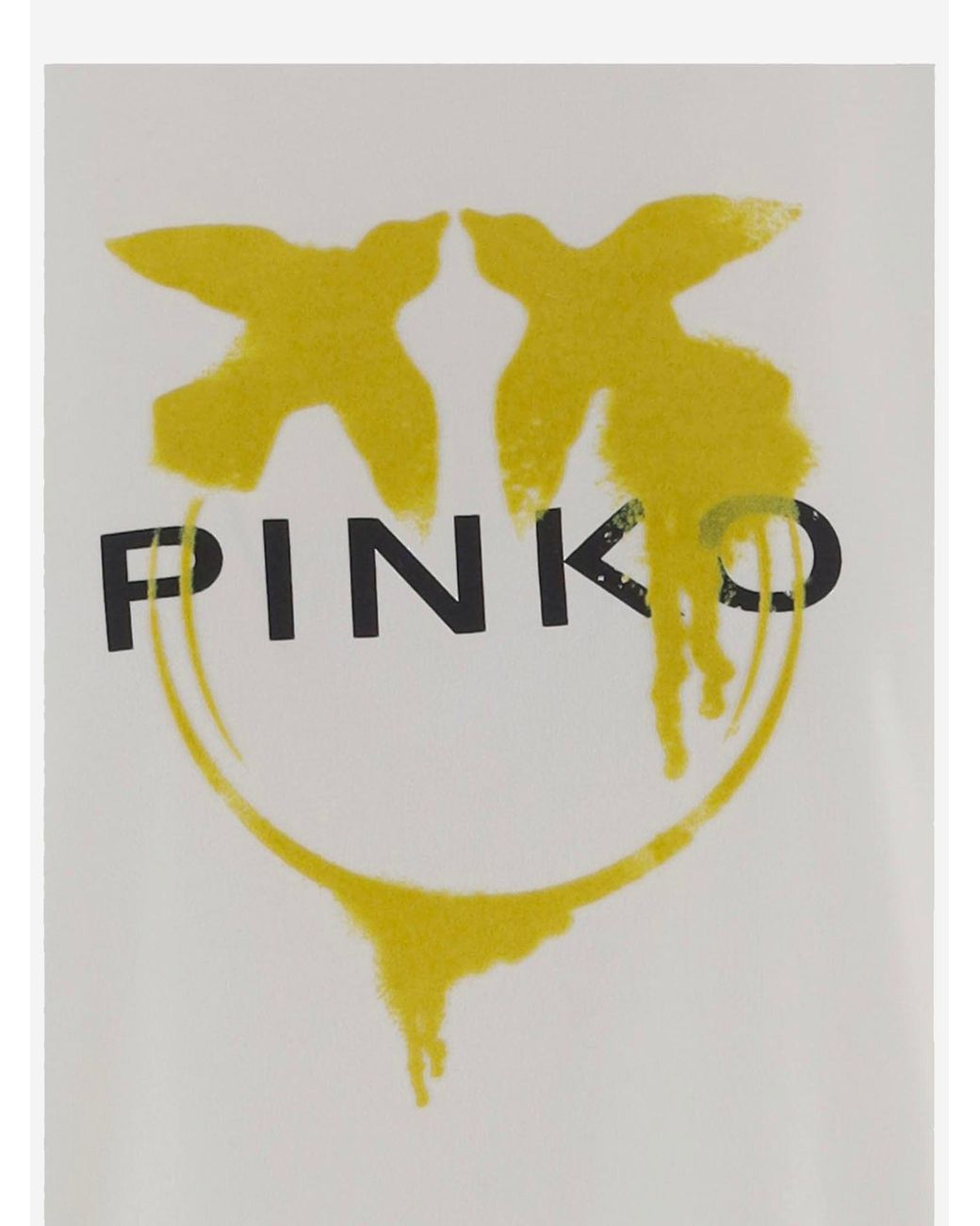 Pinko Gray Cotton T Shirt With Logo Print