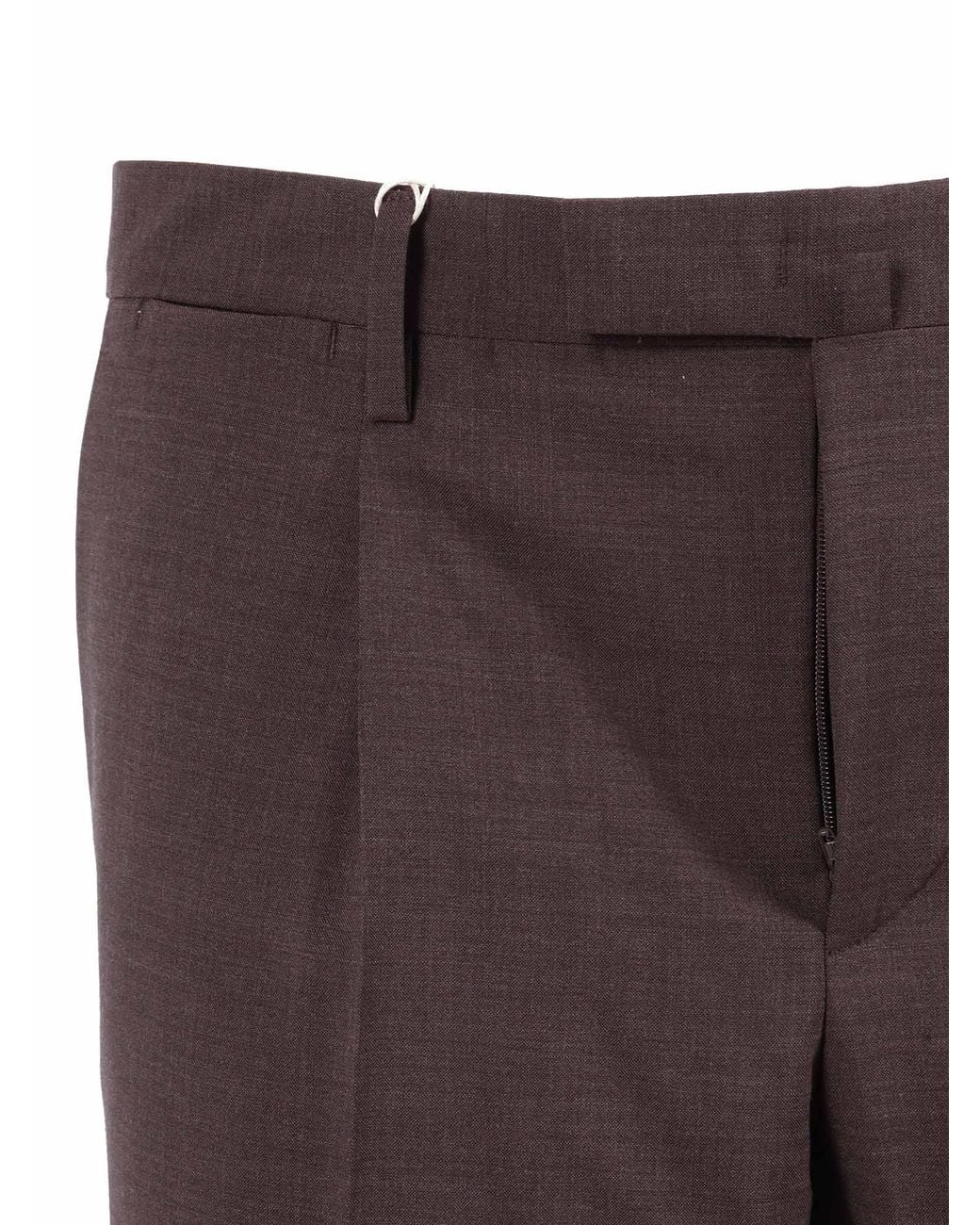 BRIGLIA Brown Slim Fit Flat Front Straight-Leg Pants for men
