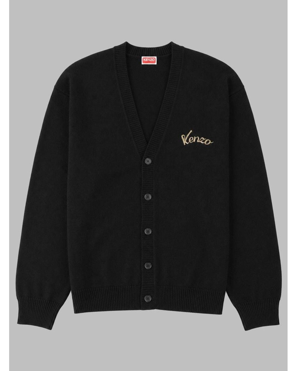 KENZO Black Cardigan Jumping Tiger Wool Jumpers for men