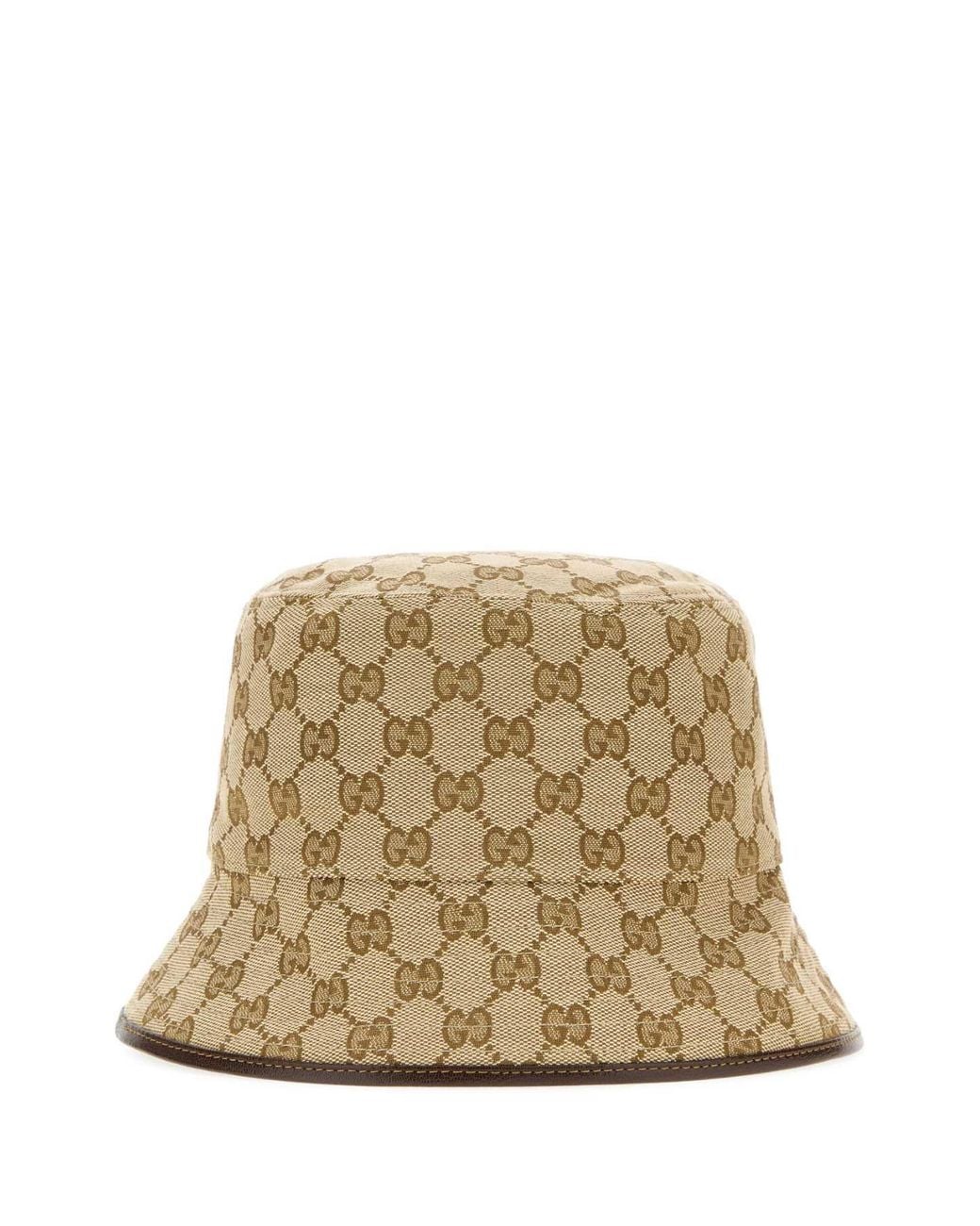 Gucci Natural Gg Logo Bucket Hat