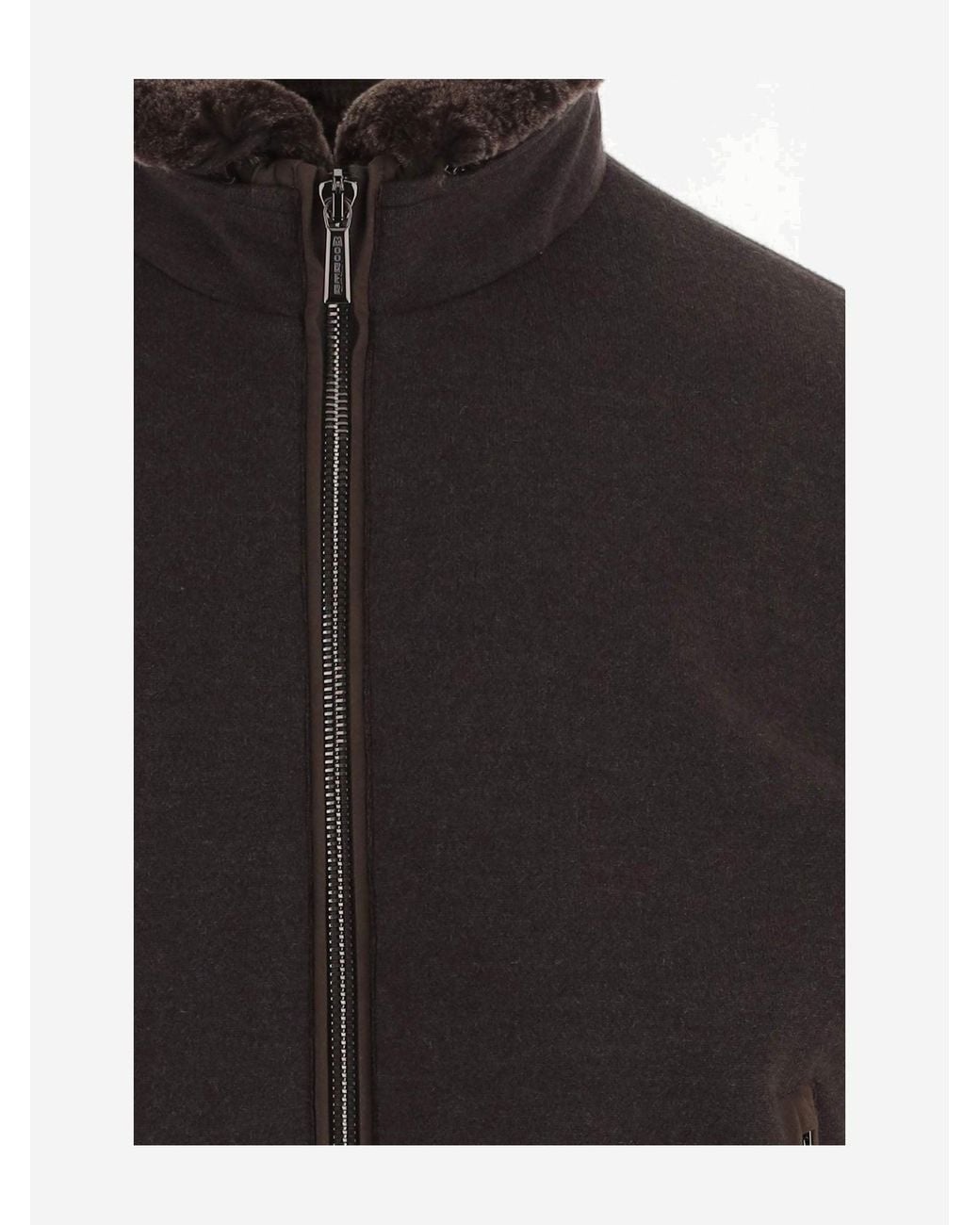 Moorer Black Jacket Wool And Cashmere With High Collar Virgin