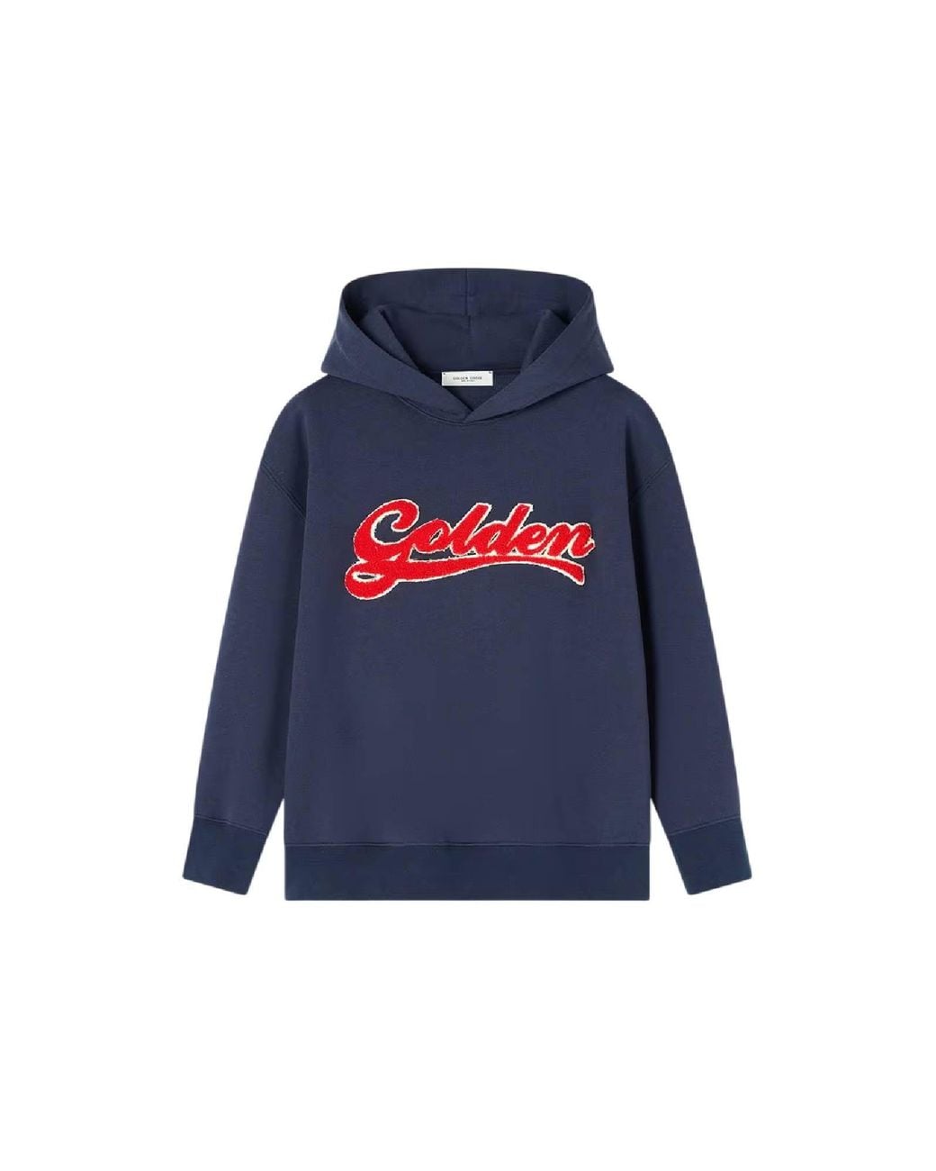 Golden Goose Deluxe Brand Blue Journey Over Hoodie Blend Cotton Fleece Logo Embroidery
