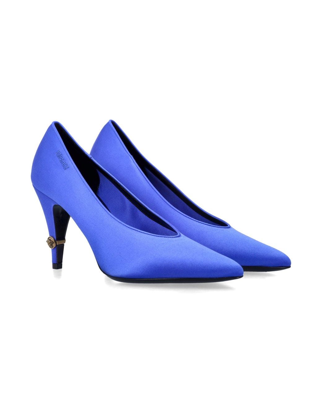 Versace Blue Gianni Satin Pumps 90 Mm