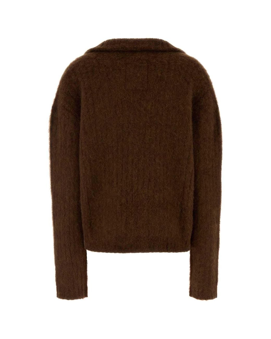 Uma Wang Brown Oversize Stretch Alpaca Blend Polo Shirt For