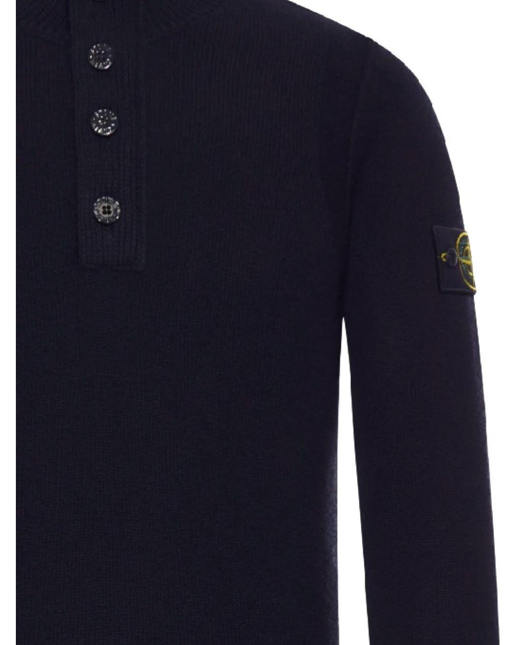 Stone Island Blue Wool Turtle-Neck Sweater for men