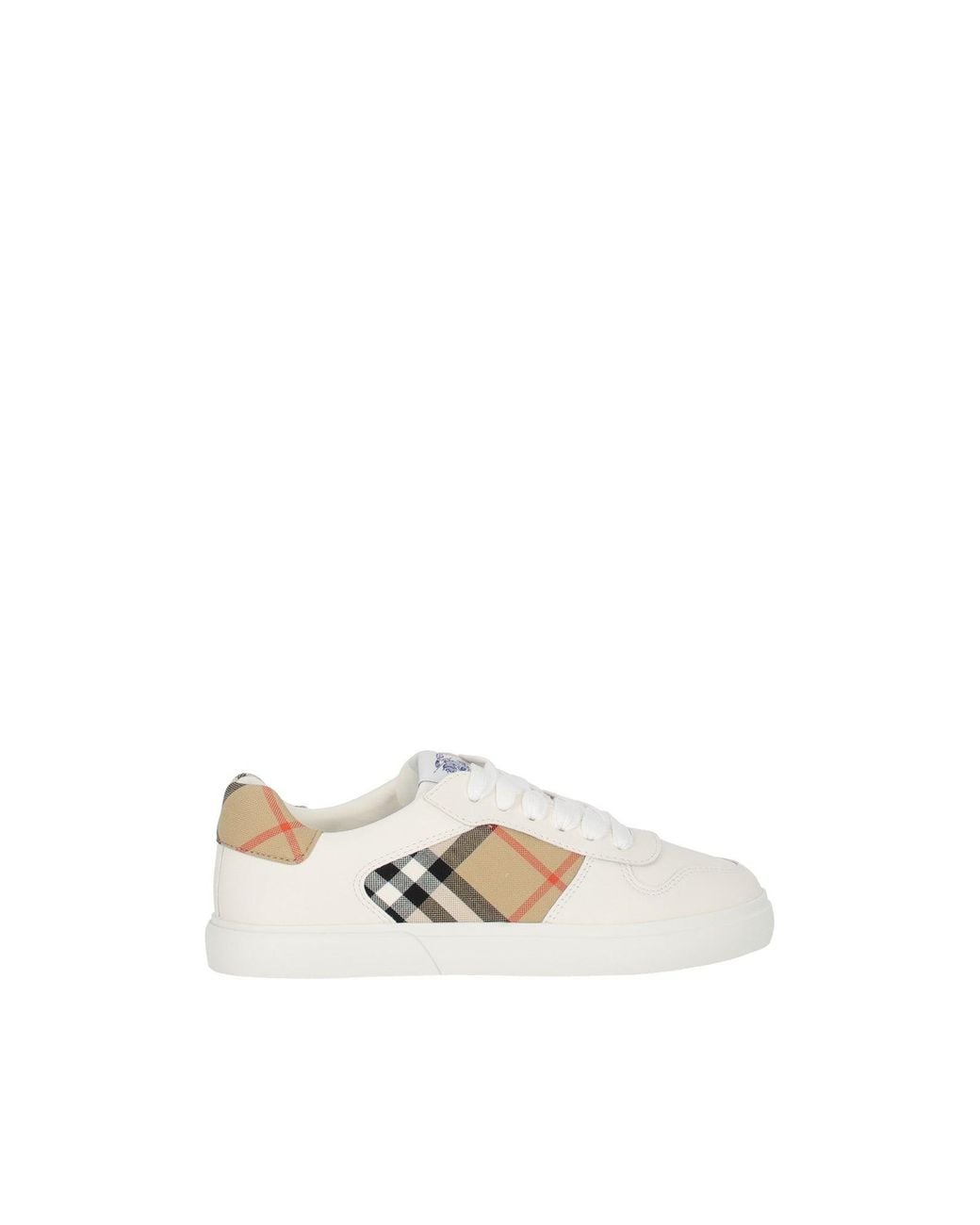 Burberry White Kid Vulcansed Trainr