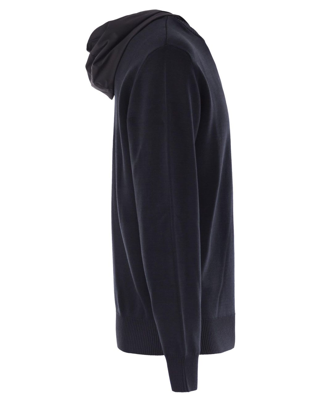 Herno Blue Resort Double Cotton Knit And Nylon Hoodie for men