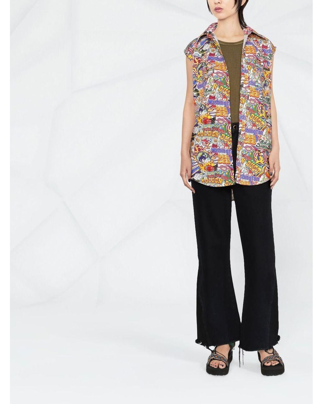 Washington DEE-CEE U.S.A. Blouse Met Print in het White