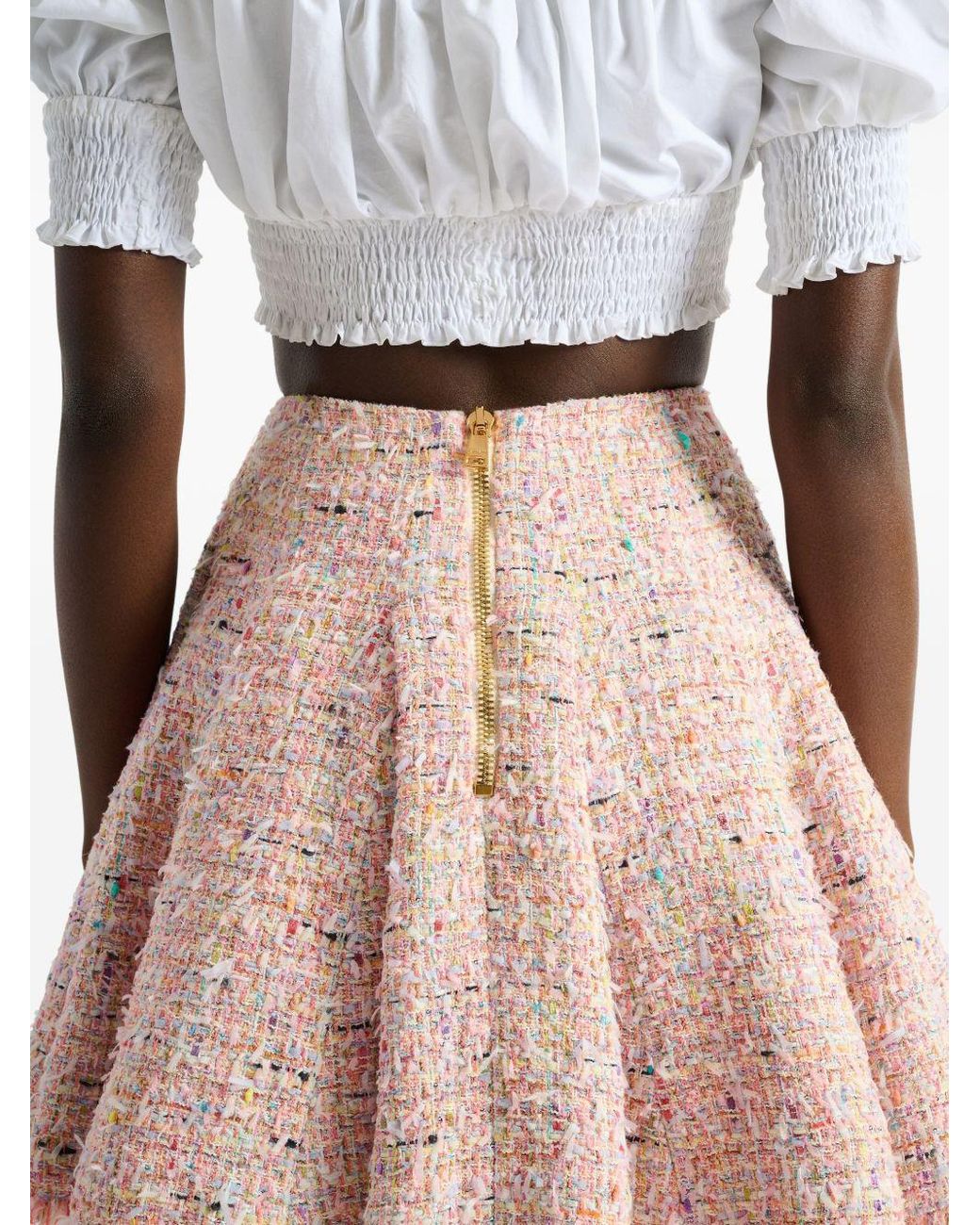 Balmain Pink Tweed Mini Skirt