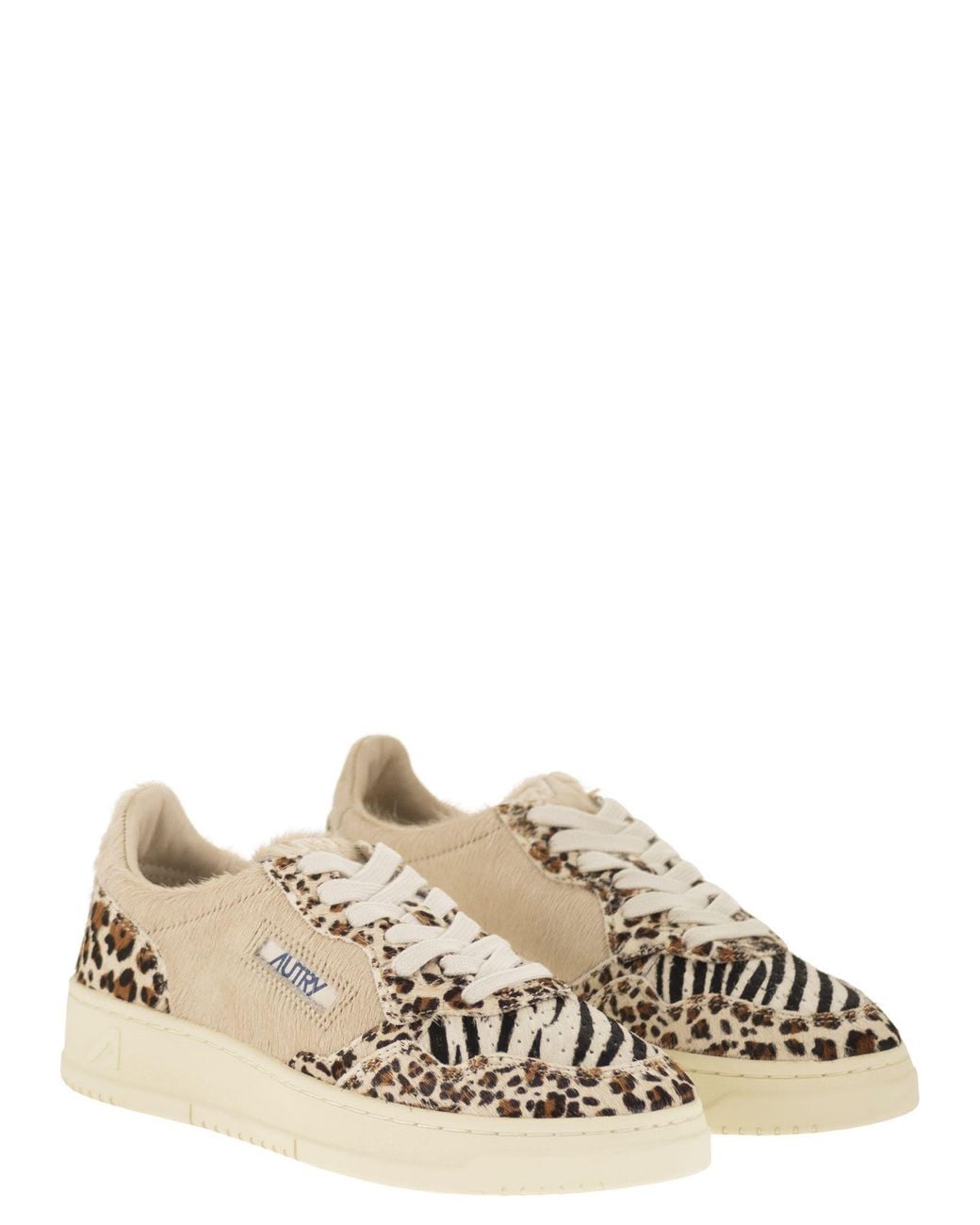 Autry Natural Medalist Low Genuine Haircalf Trainers With Animal Print