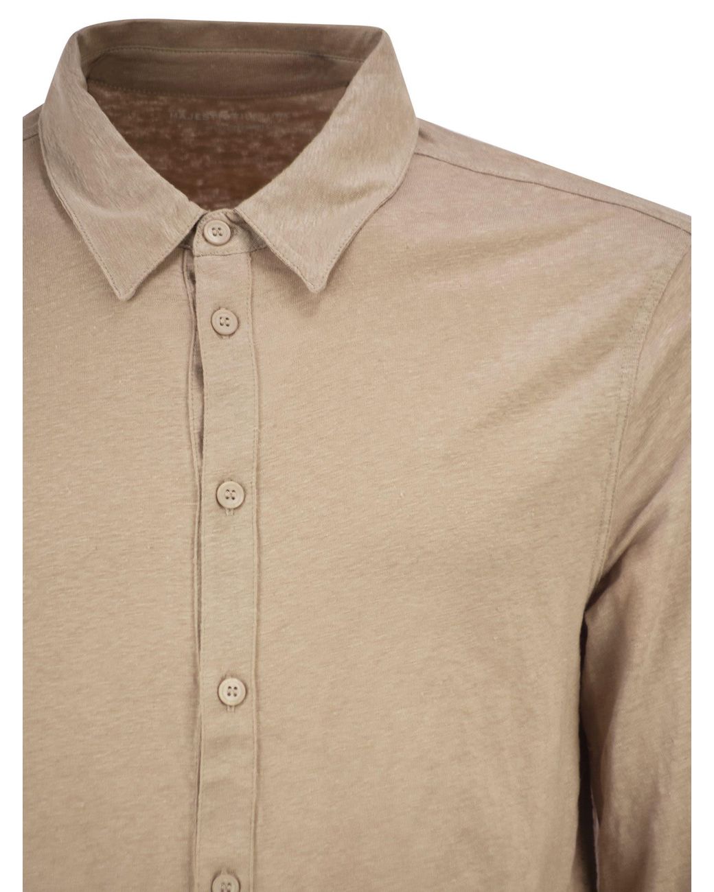 Majestic Natural Stretch Linen Shirt With Front Button Fastening for men