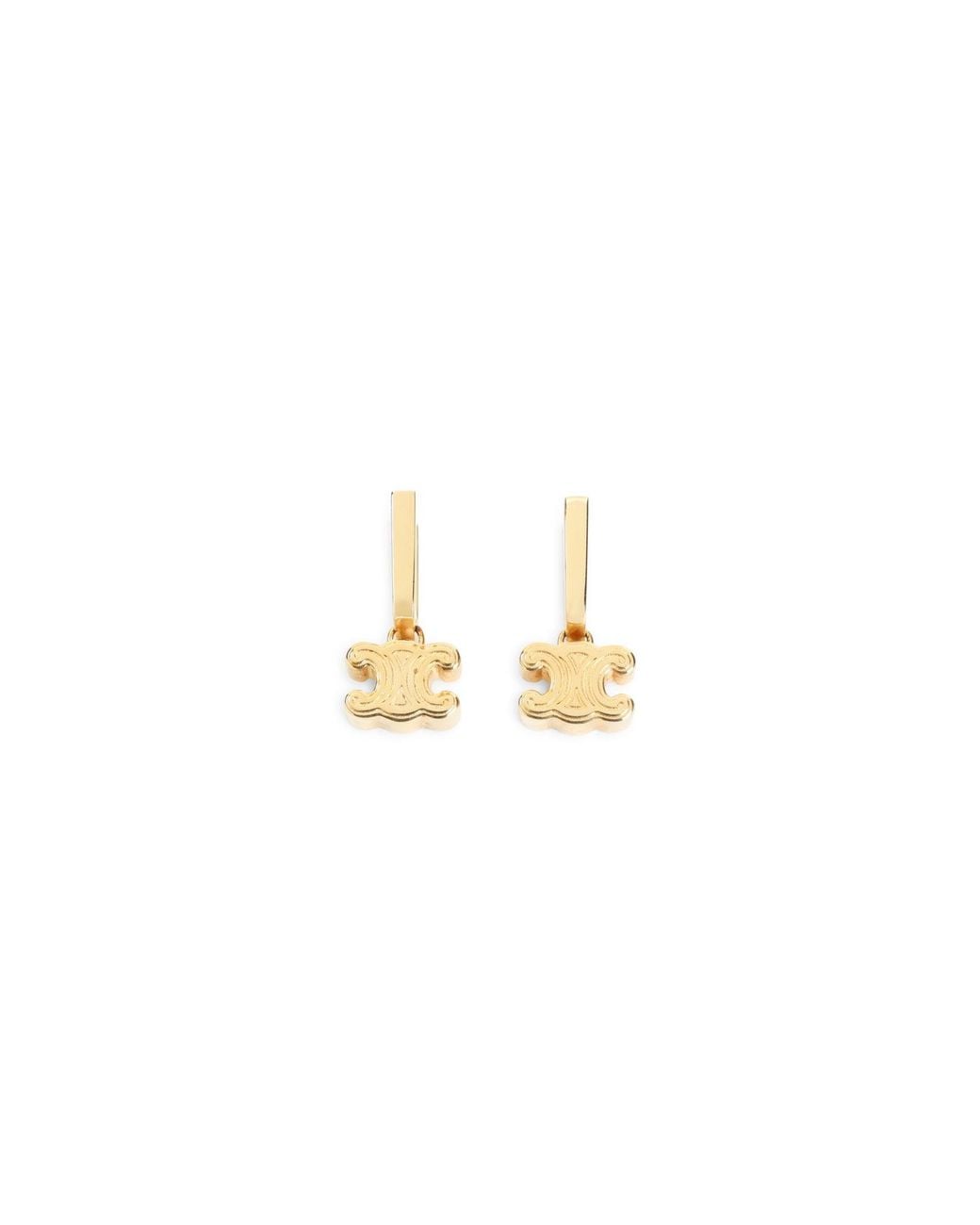 Céline Metallic Chunky Triomphe Mini Earrings