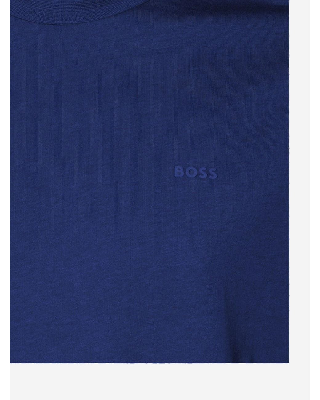 Boss Blue Cotton T Shirt With Logo for men