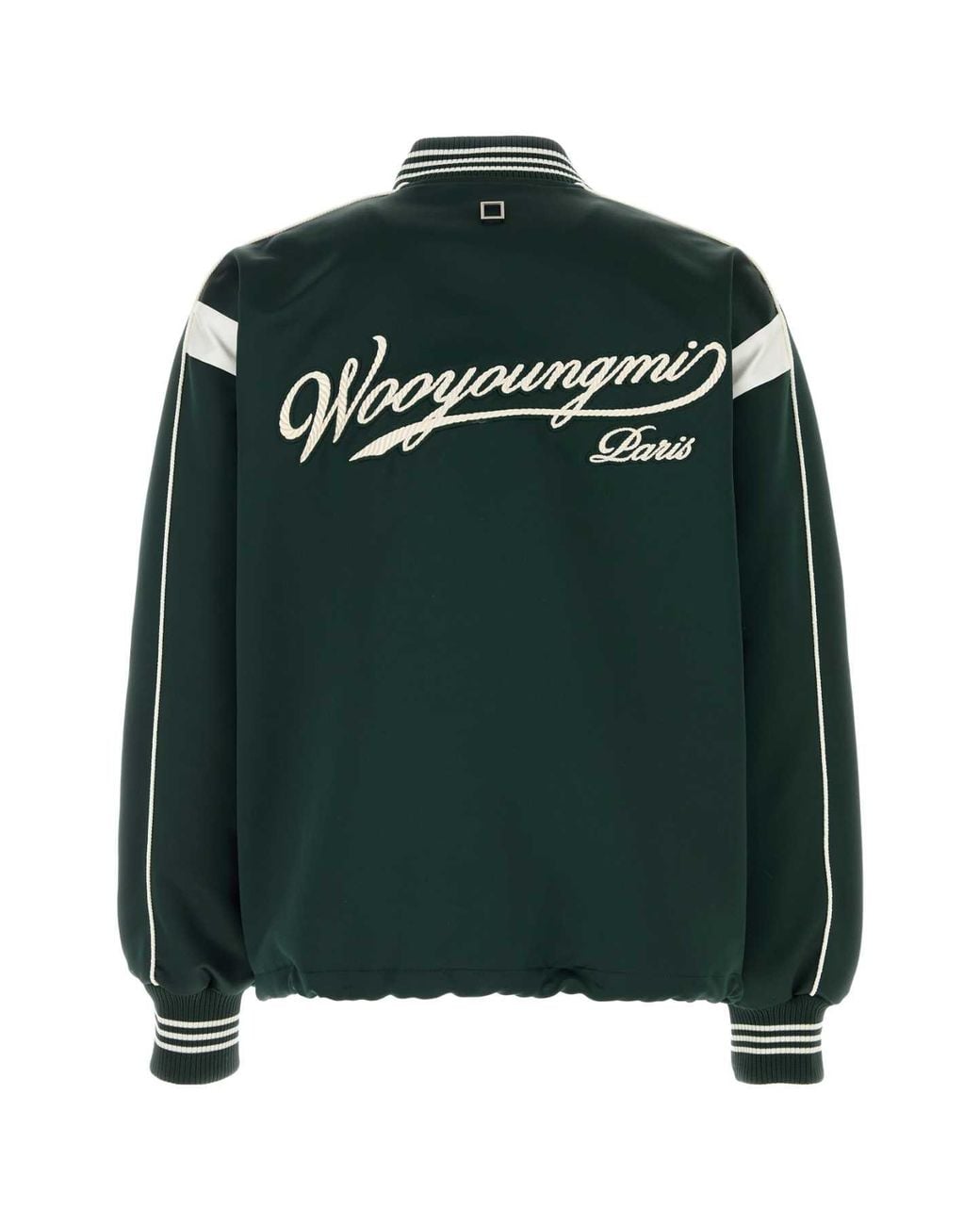Wooyoungmi Bottle Green Satin Bomber Jacket for men