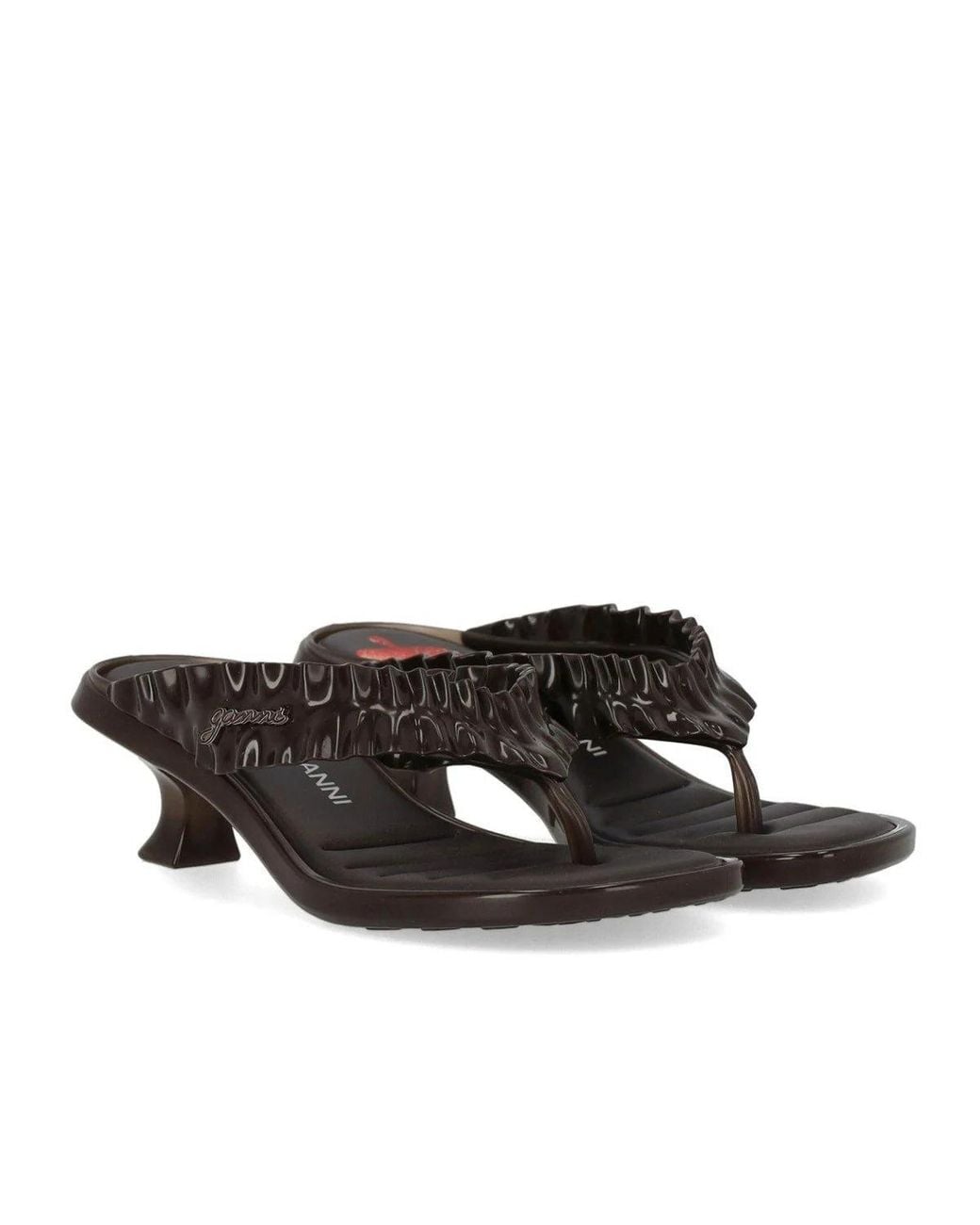 Ganni Brown Heeled Flip Flop