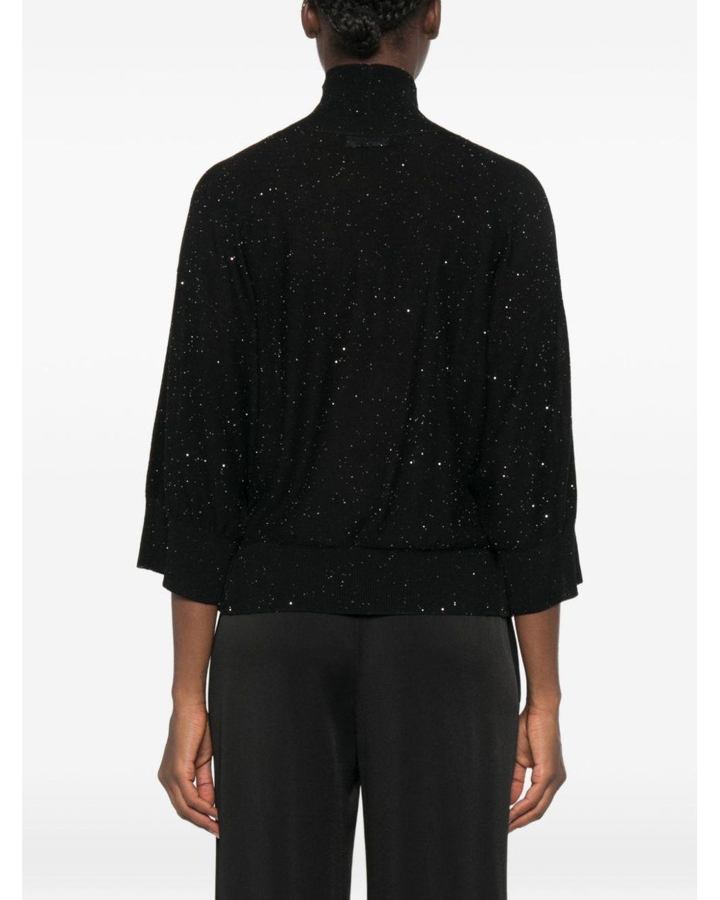 Fabiana Filippi Black Wool Turtle Neck Sweater