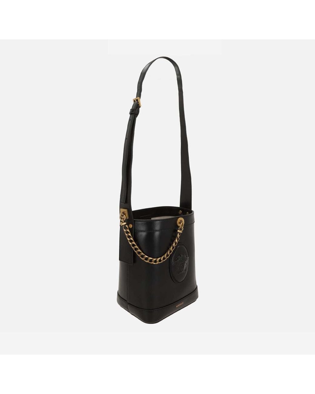 Versace Black Bucket Bag La Medusa Leather Shoulder