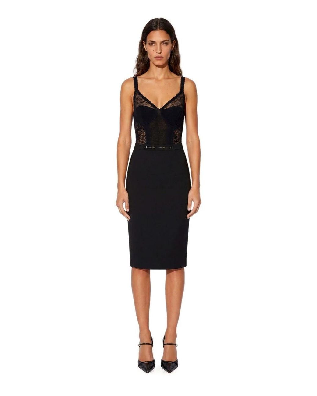 Elisabetta Franchi Black Midi Skirt