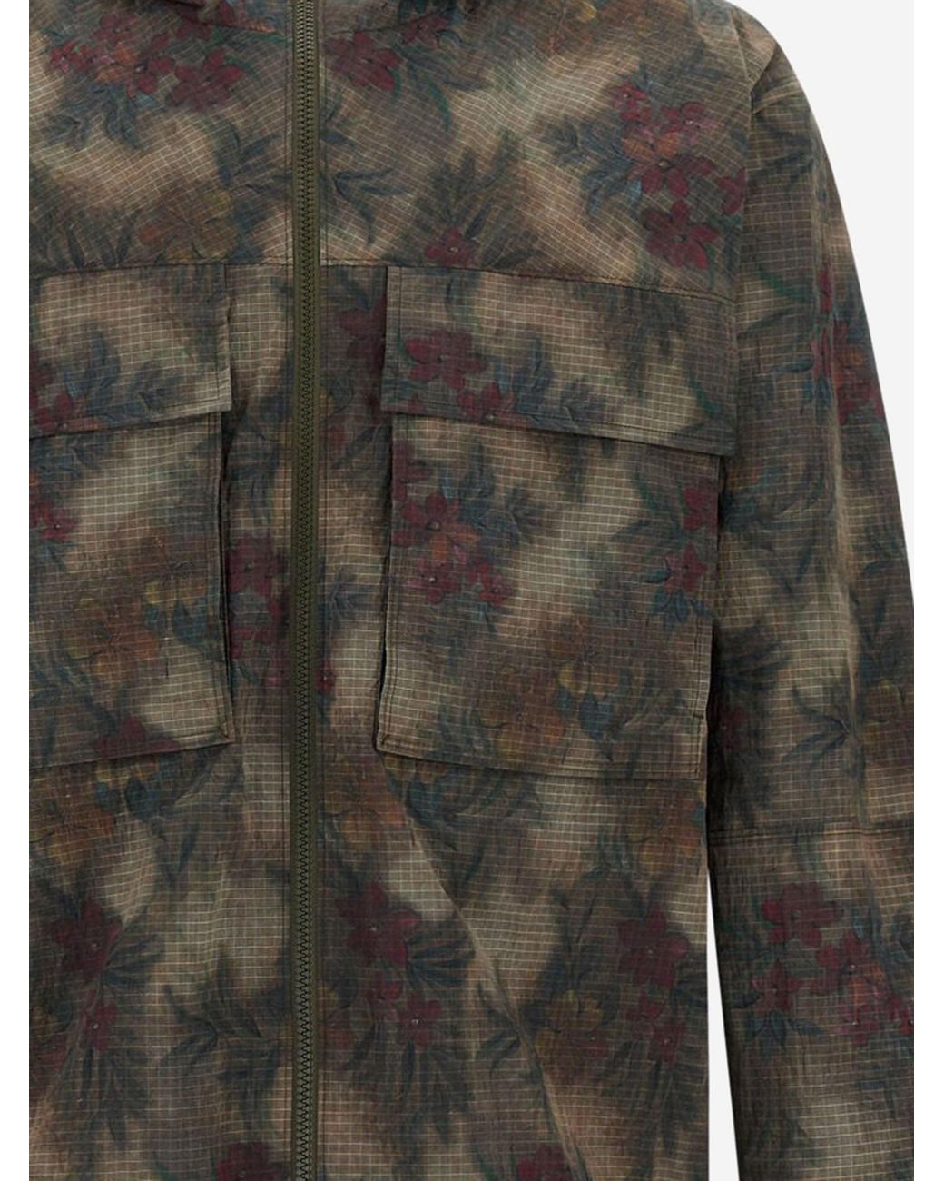 Herno Gray Tropical Pattern Ripstop Parka