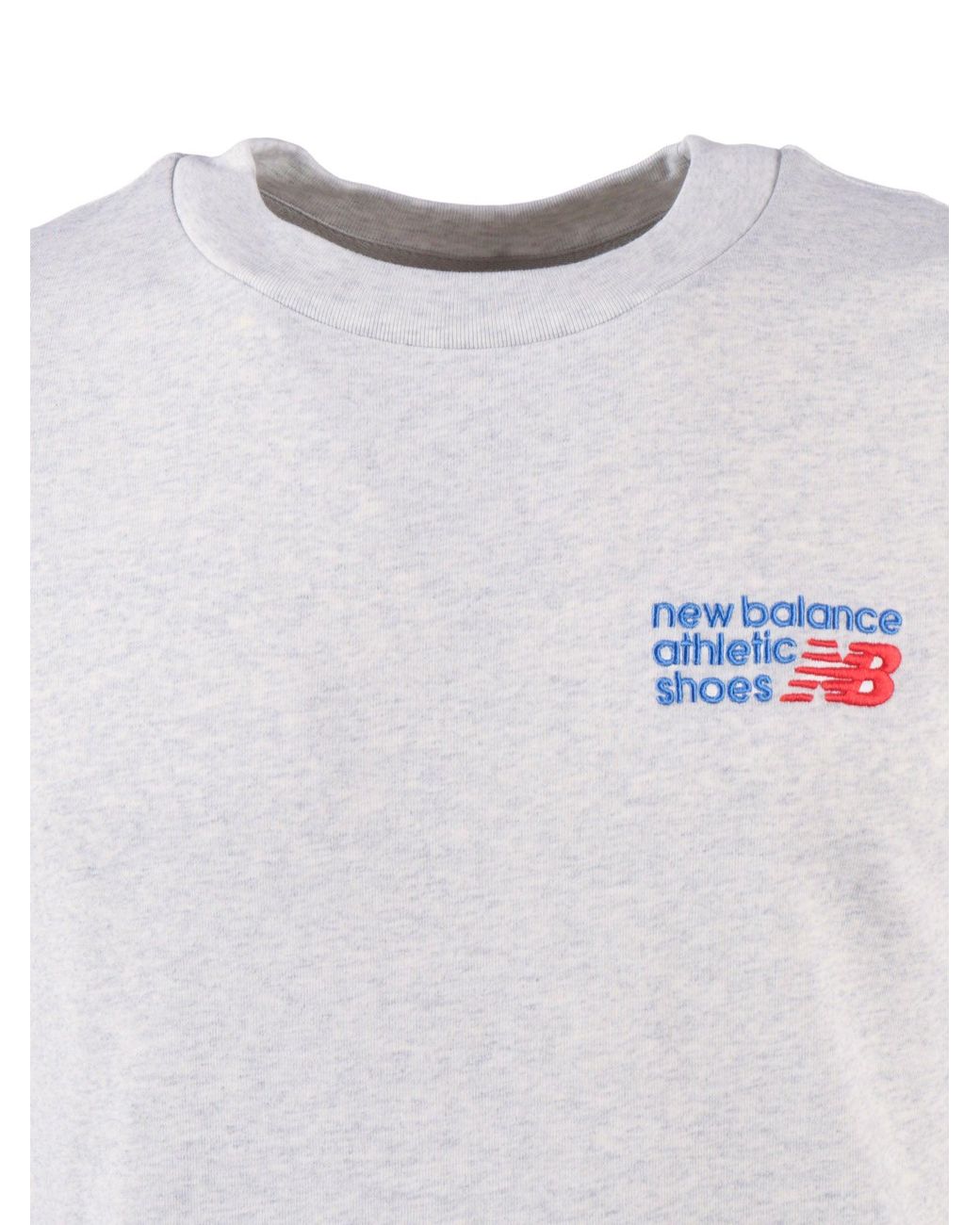 New Balance White Athletics Premium Logo T Shirt Ash Heather