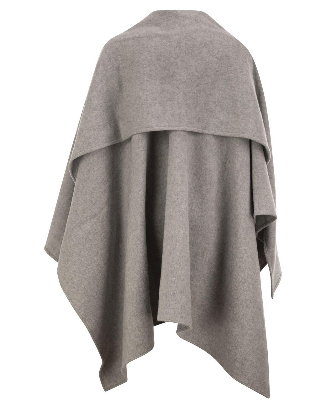 Fabiana Filippi Gray Wool Cape With Jewellery Detail