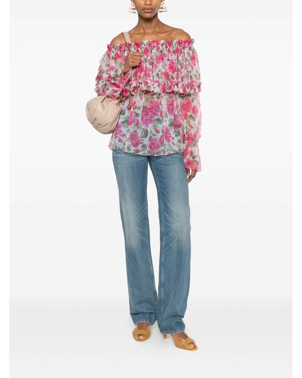 Chloé Pink Printed Silk Blouse