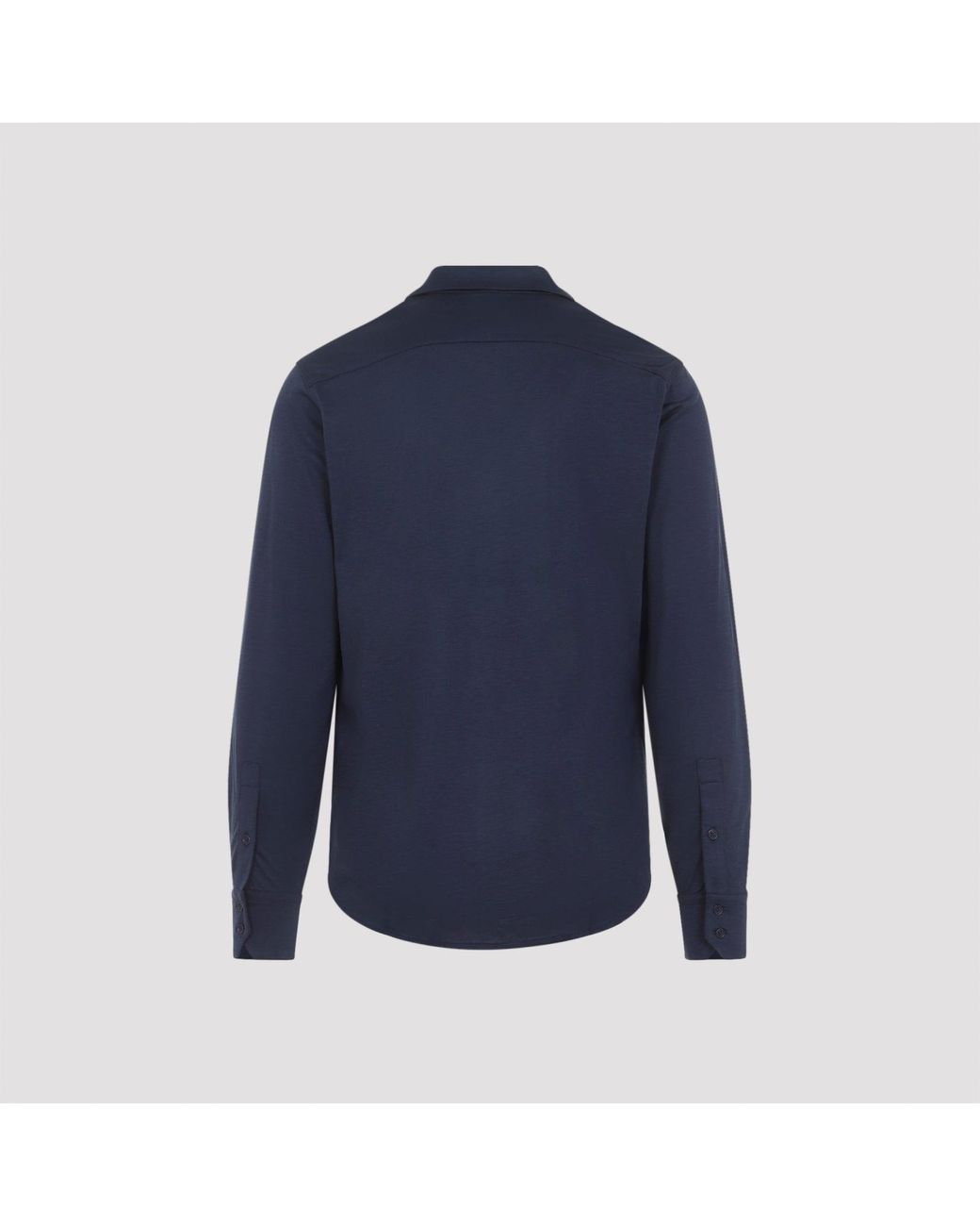 Tom Ford Blue Silk And Cotton Bland Military Shirt for men