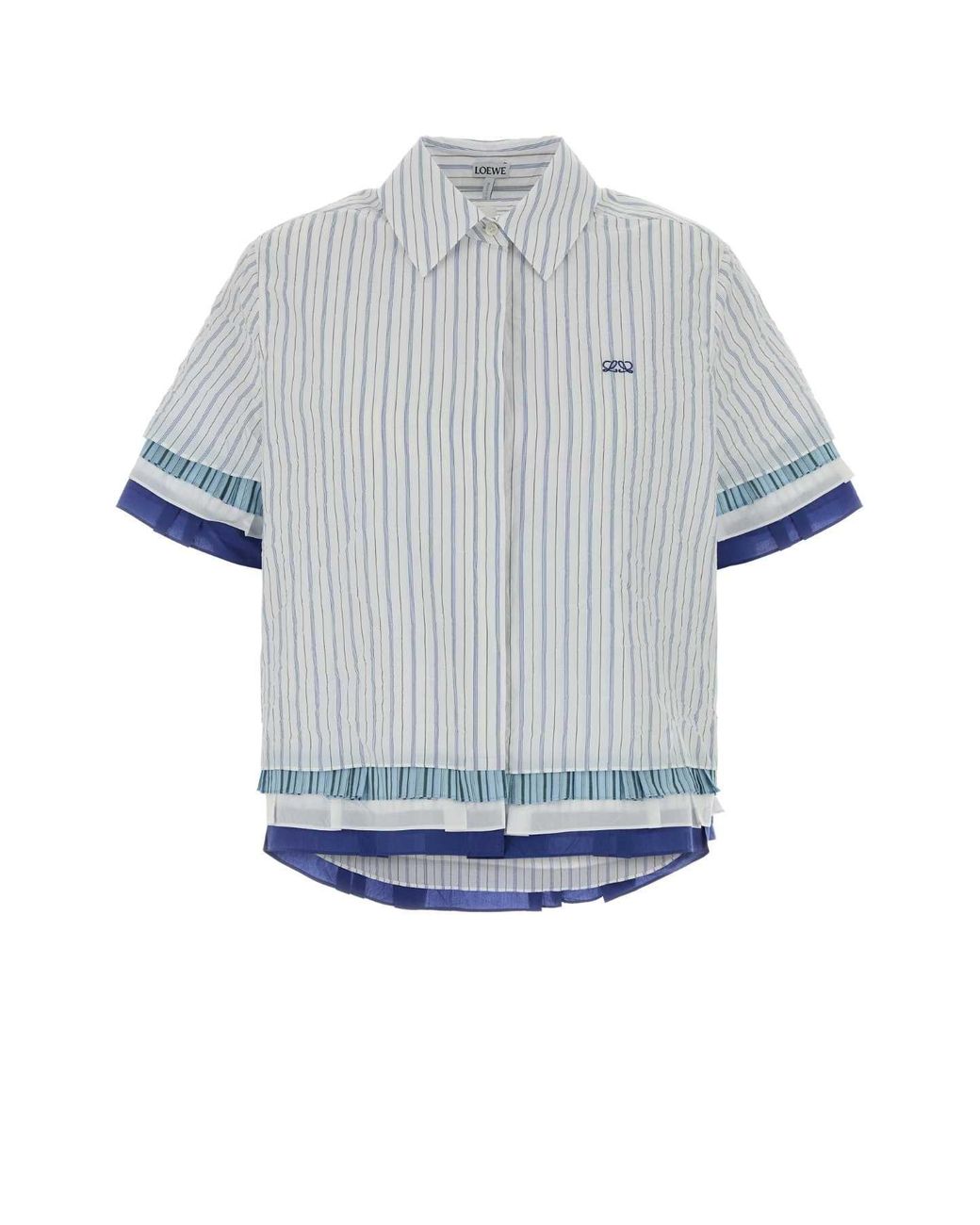 Loewe Blue Embroidered Cotton Blend Shirt