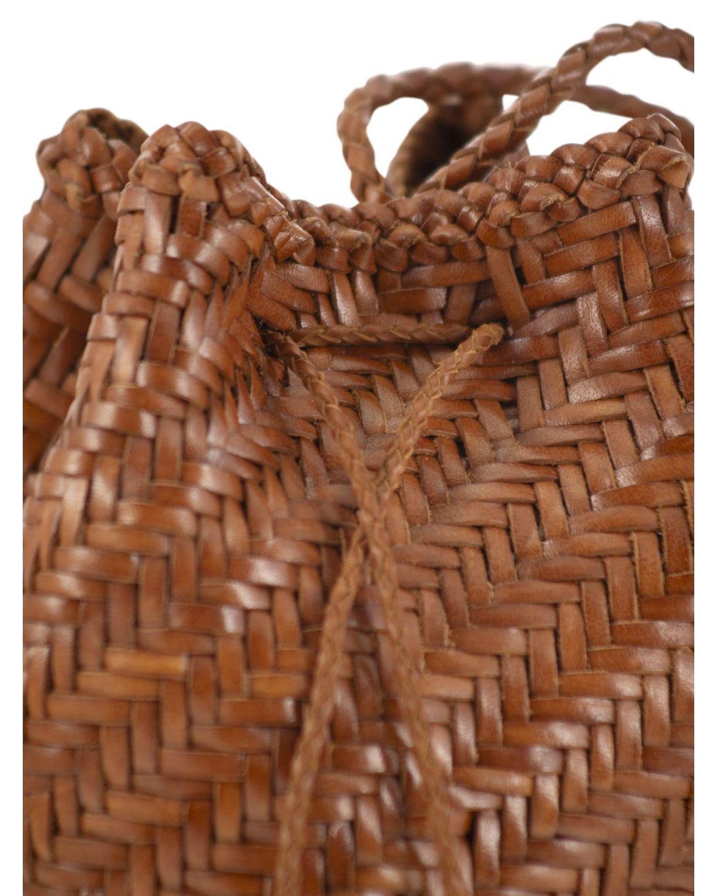 Dragon Brown Pompom gewebte Ledertasche